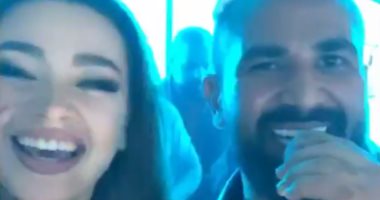 سيلفى ورقص.. أحمد سعد مع الراقصة جوهرة فى أول ظهور بعد طلاق سمية الخشاب