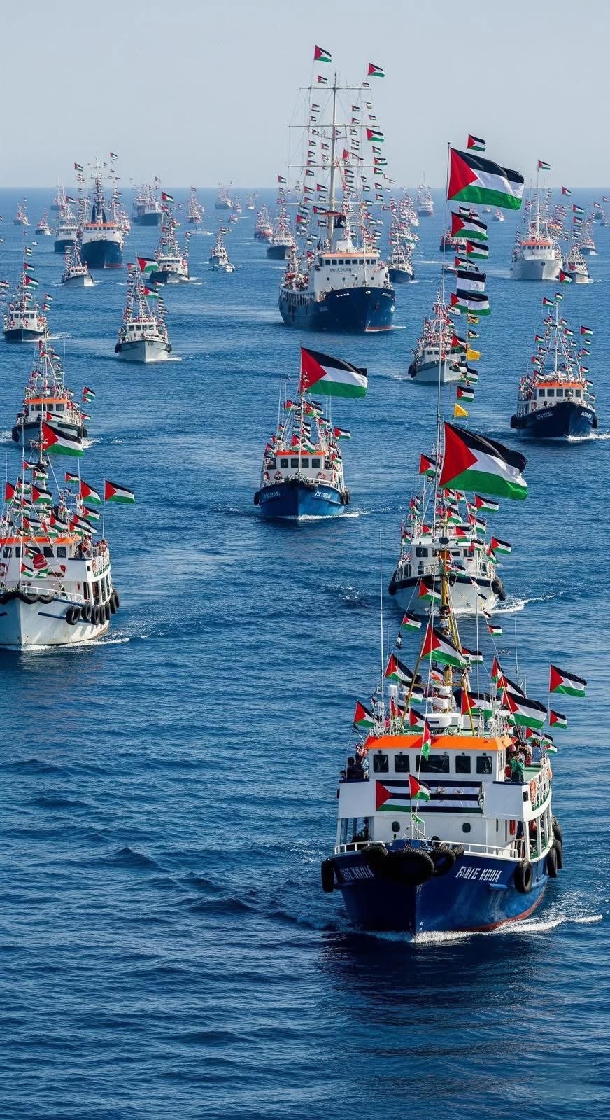 أسطول الصمود العالمي يرفع أعلام فلسطين في طريقه إلى غزة